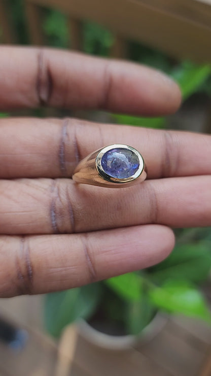 Mermaid Tanzanite Cabochon Signet Ring