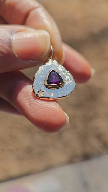 Garnet Trillion Organic Pendant