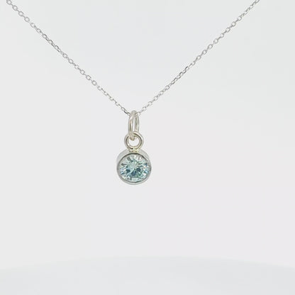 Blue Moissanite Solitaire Pendant Necklace