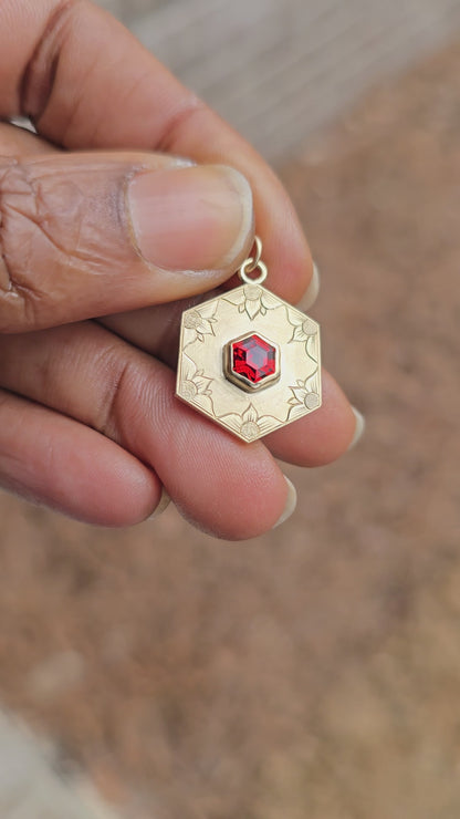 Spessatine Garnet Hexagon Pendant