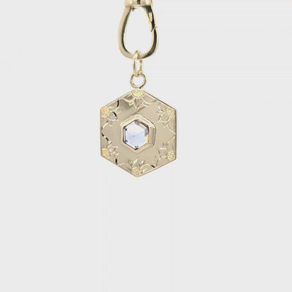 Rose Cut Sapphire Hexagon Pendant