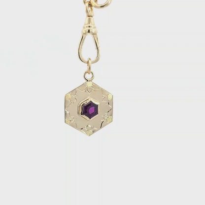 Purple Garnet Hexagon Pendant