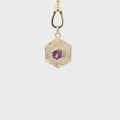 Malaya Garnet Engraved Hexagon Pendant