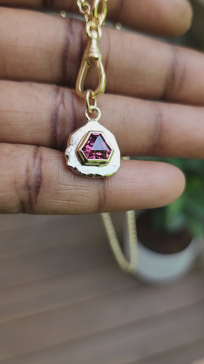 Lindi Malaya Garnet 2 Tone Triangle Pendant