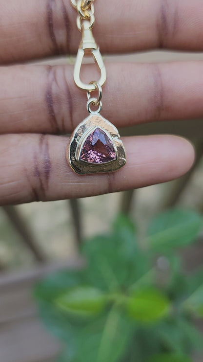 Pink Tourmaline Trillion Pendant