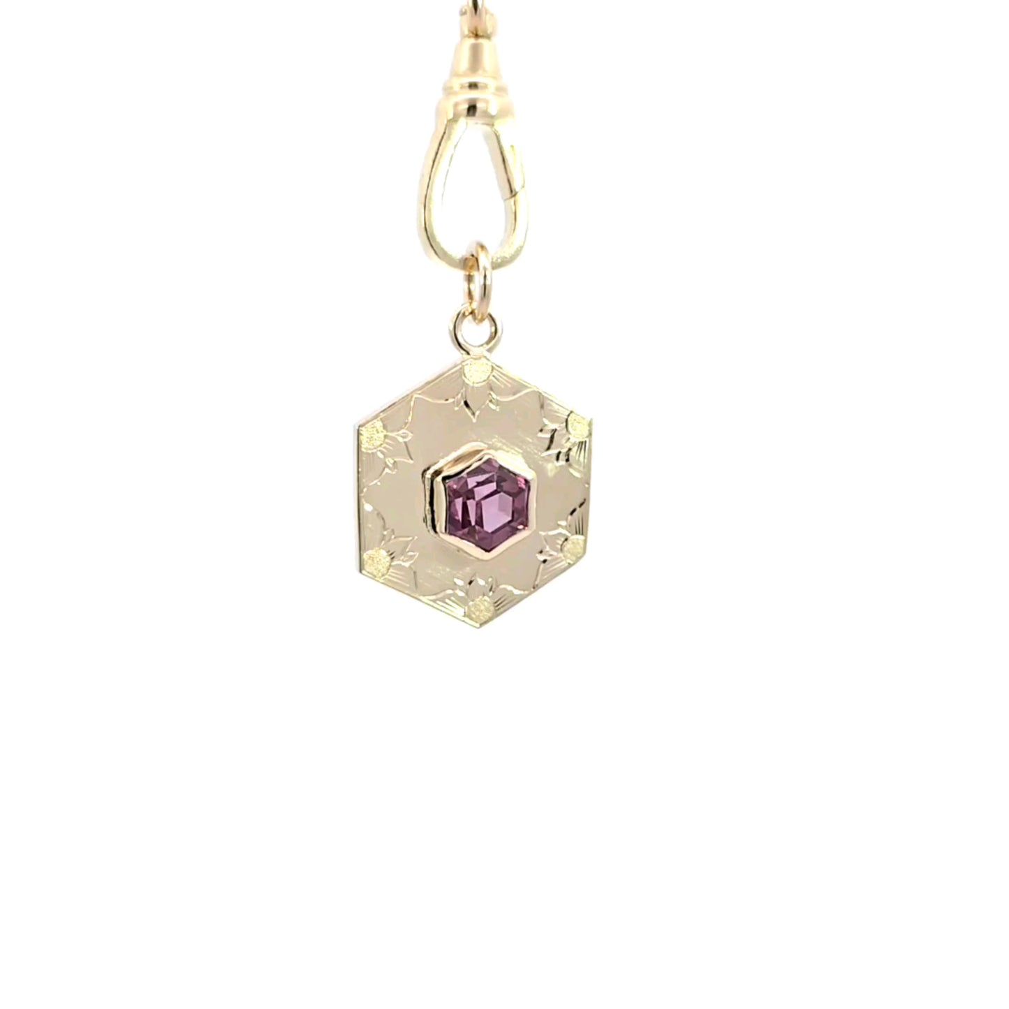 Malaya Garnet Engraved Hexagon Pendant