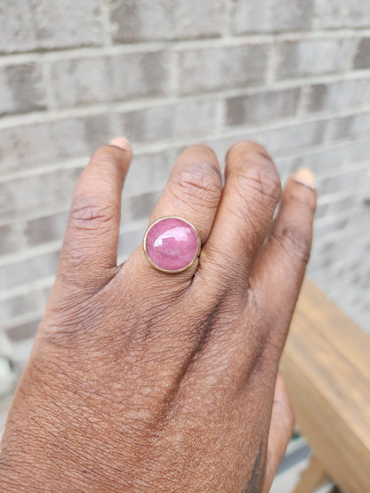 Pink Tourmaline Cabochon Ring