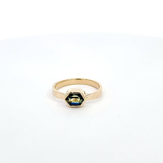 Parti Sapphire Hexagon Ring