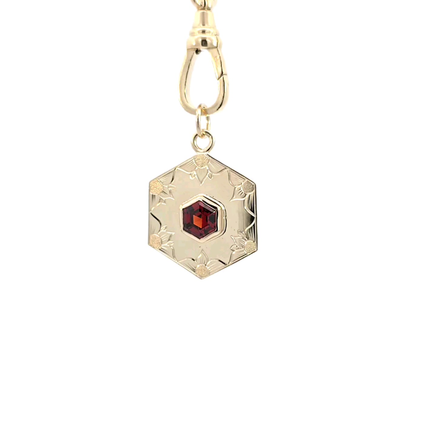 Spessatine Garnet Hexagon Pendant