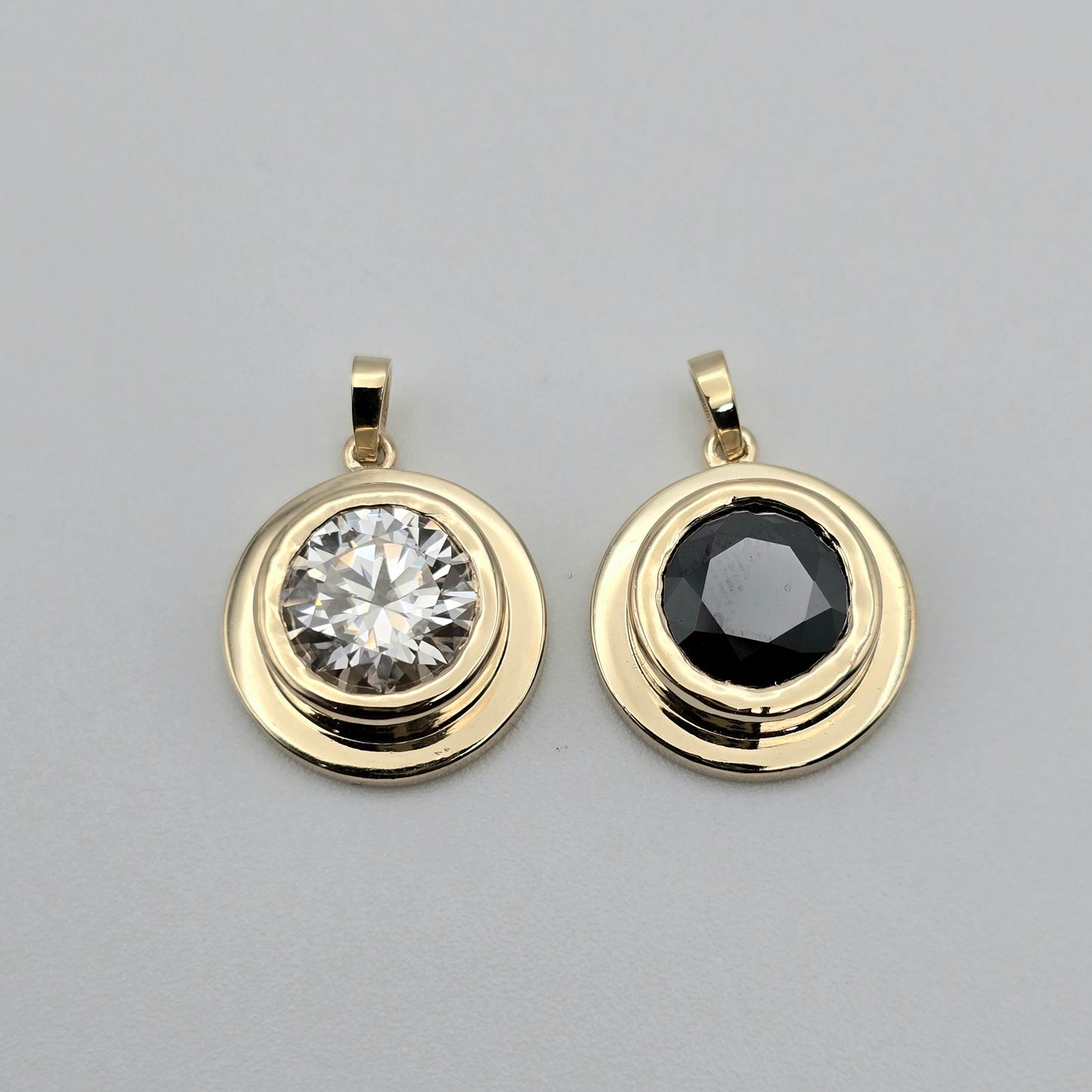 Black or White Moissanite 14k Pendant