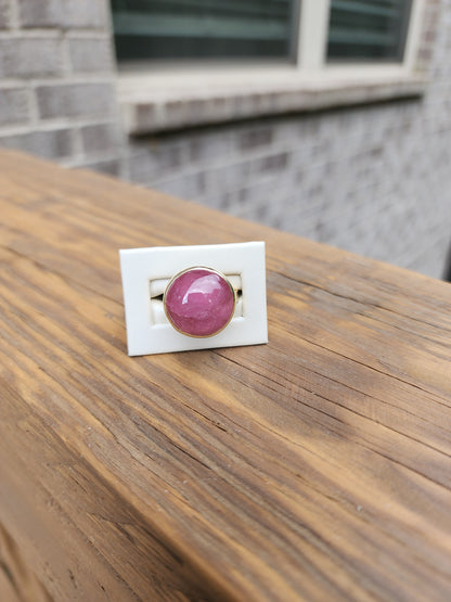 Pink Tourmaline Cabochon Ring