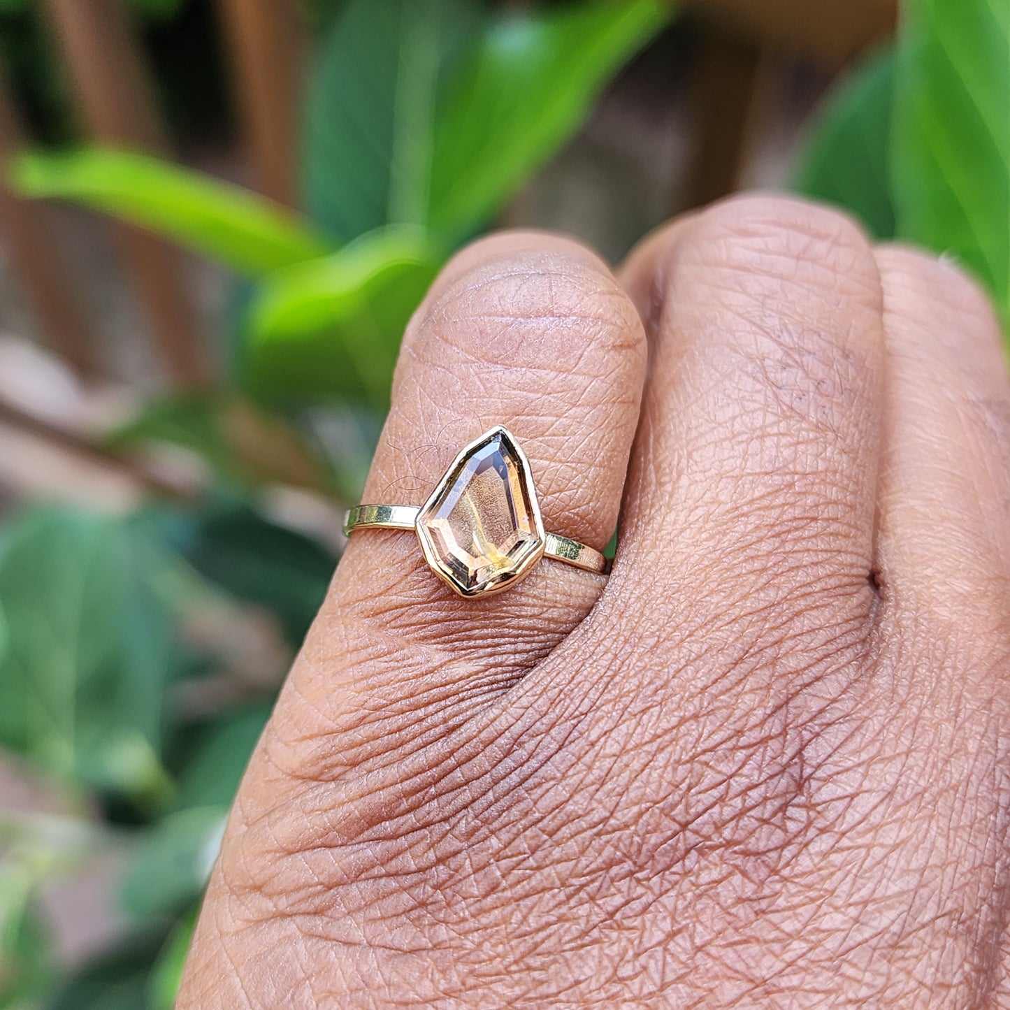 Sunstone Shield Stacking Ring