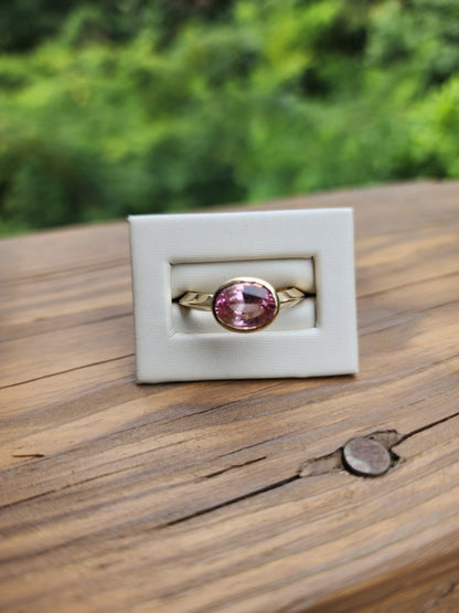 Pink Tourmaline Knife Edge Ring