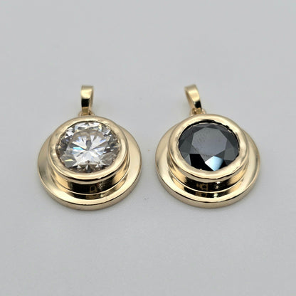 Black or White Moissanite 14k Pendant