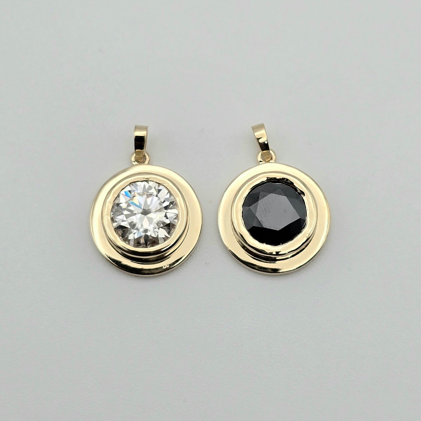 Black or White Moissanite 14k Pendant