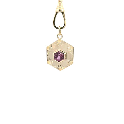 Malaya Garnet Engraved Hexagon Pendant