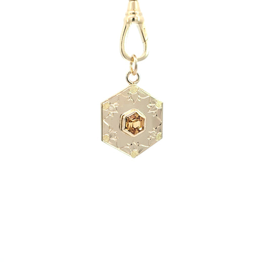 Gold Grossular Garnet Hexagon Pendant