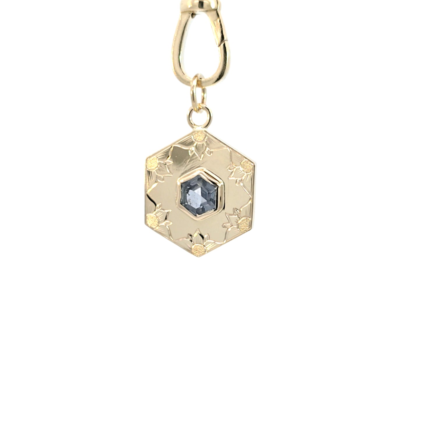 Steel Blue Sapphire Hexagon Pendant