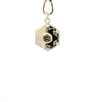 Gold Grossular Garnet Hexagon Pendant