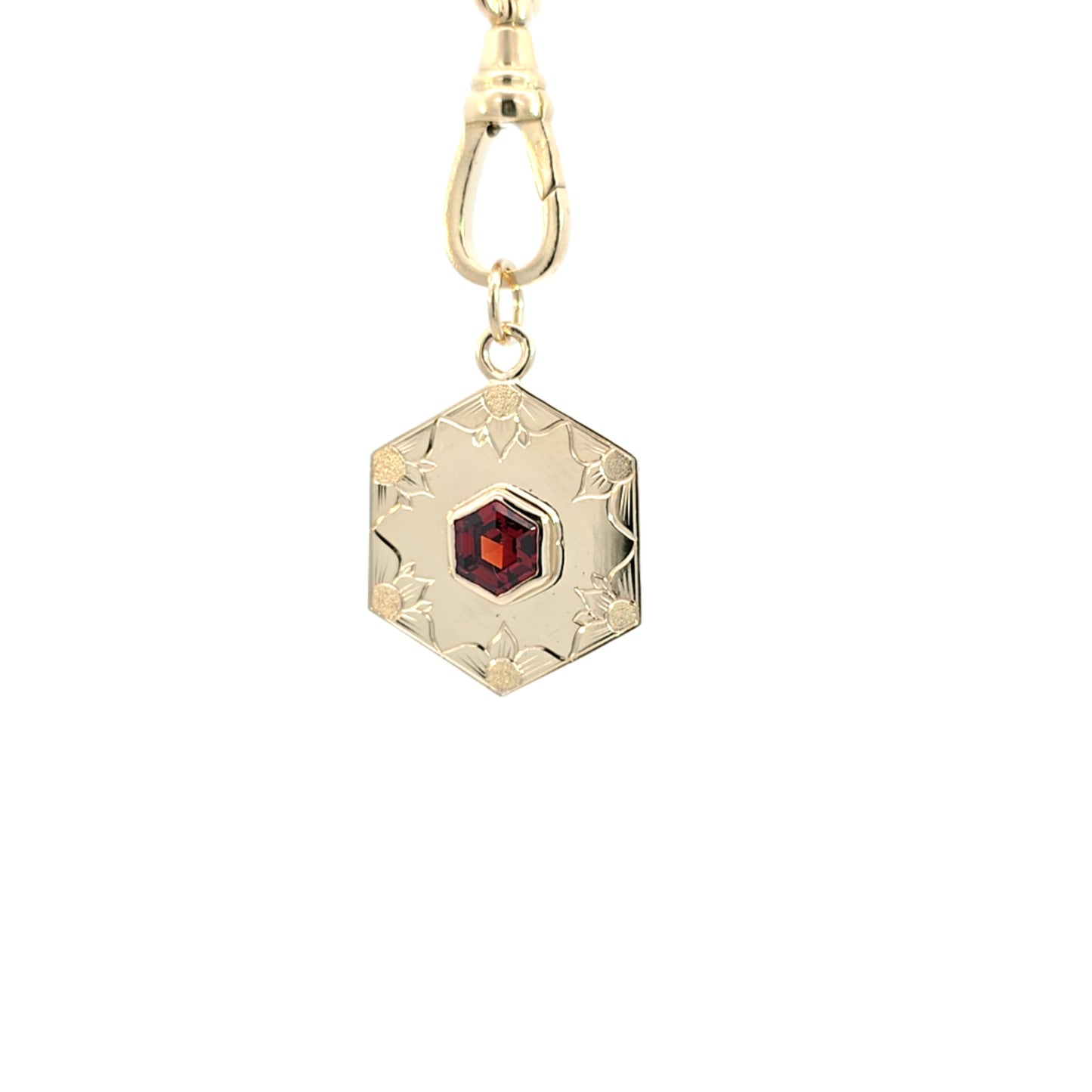 Spessatine Garnet Hexagon Pendant