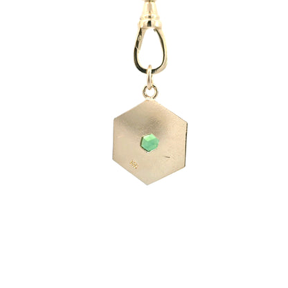 Chrome Tourmaline Engraved Hexagon Pendant