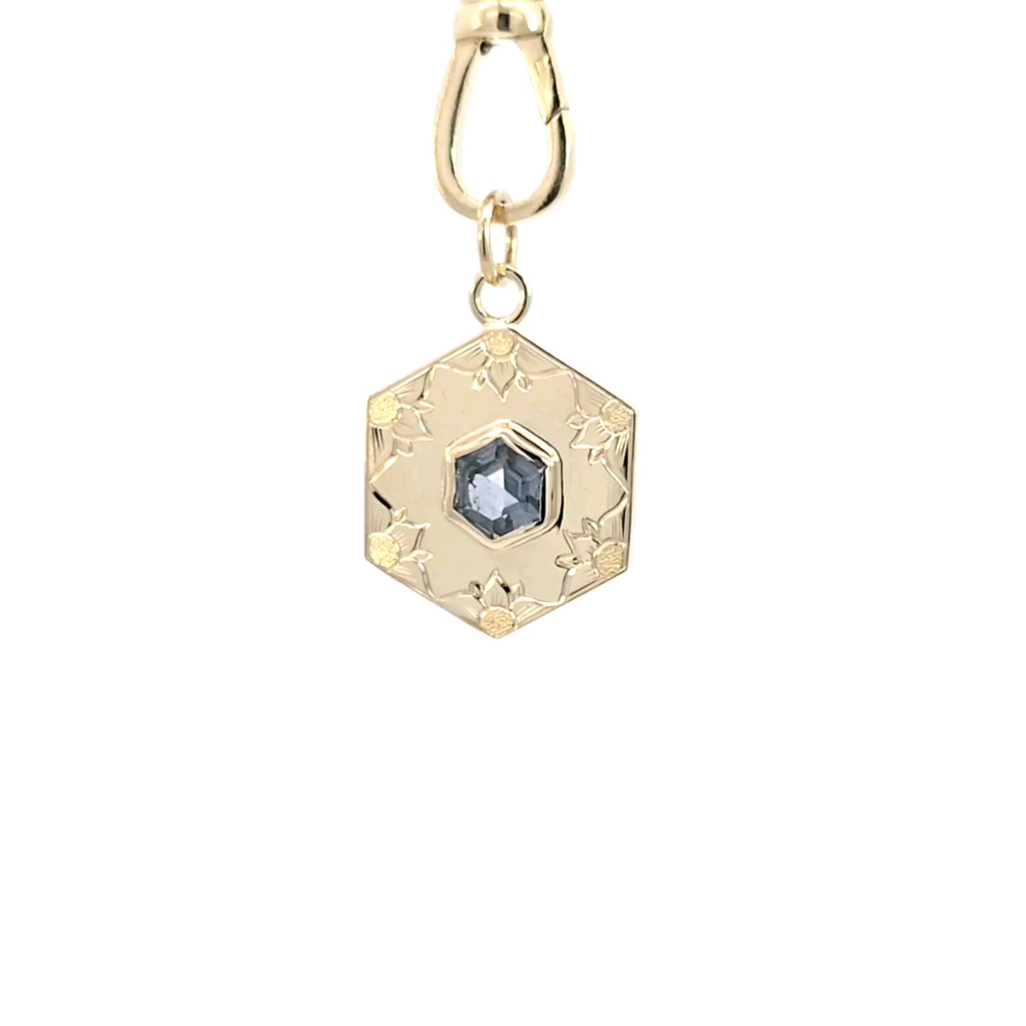 Steel Blue Sapphire Hexagon Pendant