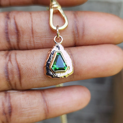 Chrome Tourmaline 2 Tone Triangle Pendant