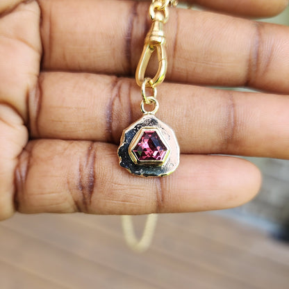 Lindi Malaya Garnet 2 Tone Triangle Pendant