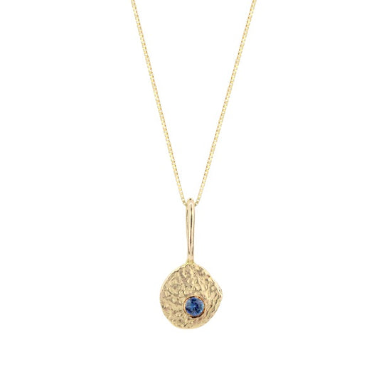 Sapphire Diamond Gold Nugget Pendant Necklace