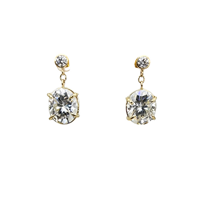 Moissanite Double Drop Earrings, Gold